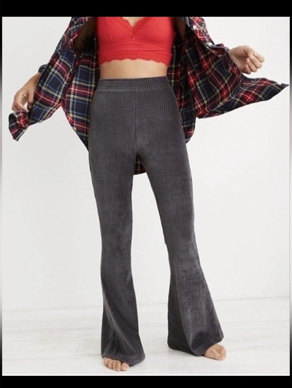 Aerie Groove-On Rib Velour Flare Pant